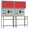 vidaXL Conjunto de banco de trabajo con estante 8 pcs Rojo y Gris