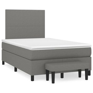 vidaXL Cama box spring con colch&oacute;n tela gris oscuro 120x200 cm