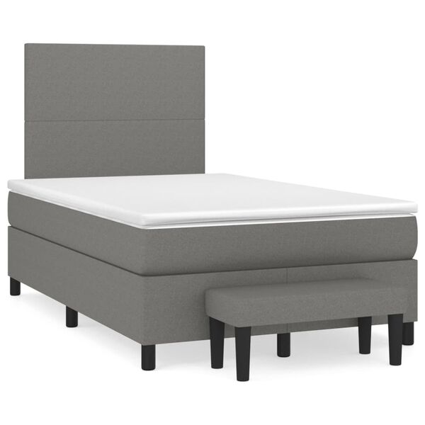 vidaXL Cama box spring con colch&oacute;n tela gris oscuro 120x200 cm