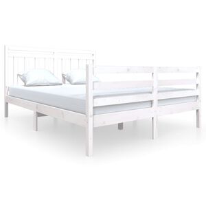 vidaXL Estructura de cama de madera maciza blanca 160x200 cm
