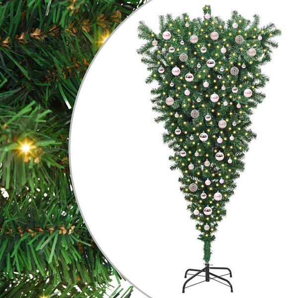 vidaXL &Aacute;rbol de Navidad artificial preiluminado al rev&eacute;s con juego de bolas