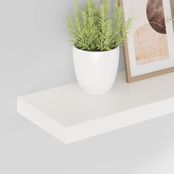 vidaXL Estante flotante de pared 2 uds MDF blanco brillo 60x23,5x3,8cm
