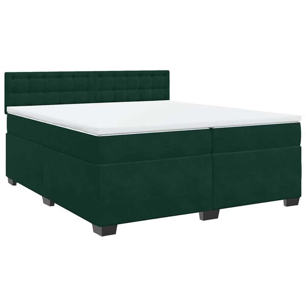 vidaXL Cama box spring con colch&oacute;n terciopelo verde oscuro 200x200 cm
