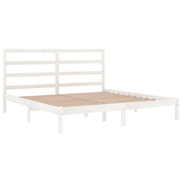 vidaXL Estructura de cama madera maciza blanco Supe King 180x200 cm