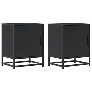vidaXL Mesitas de noche 2uds madera ingenier&iacute;a negro 40x31x50 cm metal