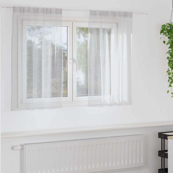 vidaXL Cortina de Voil&eacute; 2 pcs Gris Claro 140 x 140 cm Poli&eacute;ster