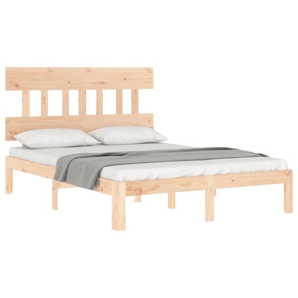 vidaXL Estructura de cama sin colch&oacute;n madera maciza de pino 140x190 cm
