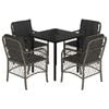 vidaXL Set comedor de jard&iacute;n 5 piezas con cojines rat&aacute;n sint&eacute;tico gris