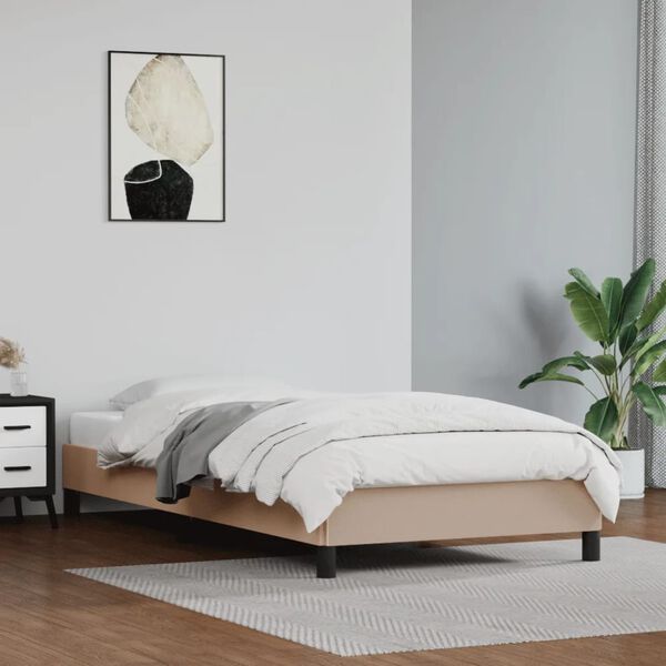 vidaXL Estructura cama sin colch&oacute;n cuero sint&eacute;tico capuchino 100x200cm