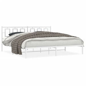 vidaXL Estructura cama sin colch&oacute;n con cabecero metal blanco 193x203cm