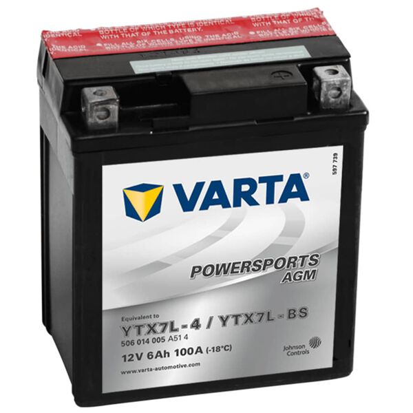 Varta Bater&iacute;a AGM 12 V 6 Ah YTX7L-4 / YTX7L-BS