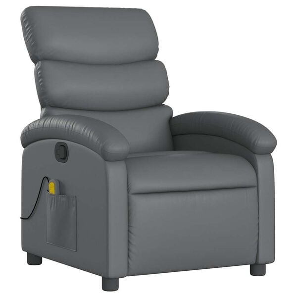 vidaXL Sill&oacute;n de masaje reclinable cuero sint&eacute;tico gris