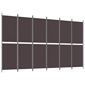 vidaXL Biombo divisor de 6 paneles de tela marr&oacute;n 300x180 cm
