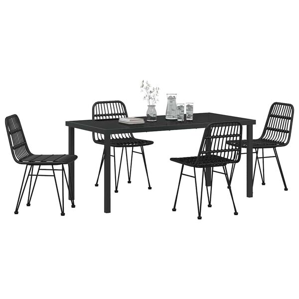 vidaXL Conjunto de Comedor de Jard&iacute;n 5 pcs Negro
