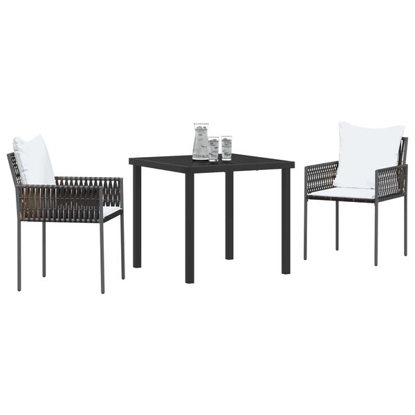 vidaXL Conjunto de Comedor de Jard&iacute;n 3 pcs Marr&oacute;n y Negro