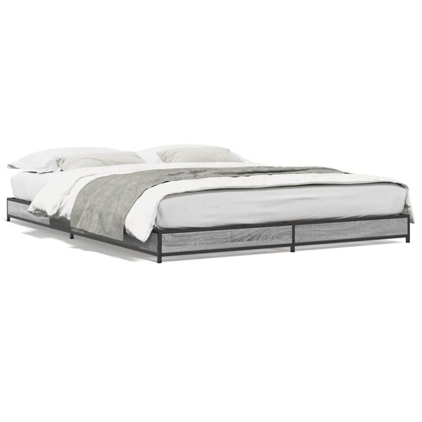 vidaXL Estructura cama madera ingenier&iacute;a metal gris Sonoma 120x200 cm