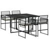 vidaXL Set de muebles jard&iacute;n 5 pzas con cojines rat&aacute;n sint&eacute;tico negro