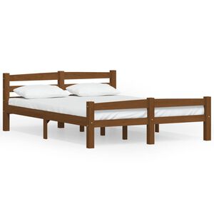 vidaXL Estructura cama sin colch&oacute;n madera pino marr&oacute;n miel 140x200 cm