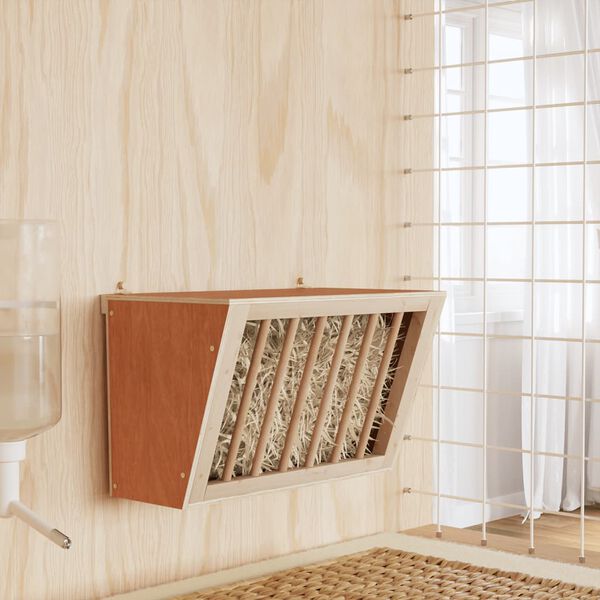 vidaXL Comedero de heno para conejos madera maciza abeto 37x18,5x23 cm