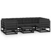 vidaXL Set de muebles de jard&iacute;n 7 pzas con cojines madera pino negro