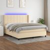 vidaXL Cama box spring colch&oacute;n y luces LED tela crema 180x200 cm