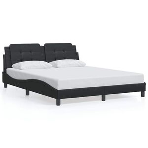 vidaXL Estructura de cama sin colch&oacute;n Zadar cuero sint&eacute;tico negro 160x200 cm