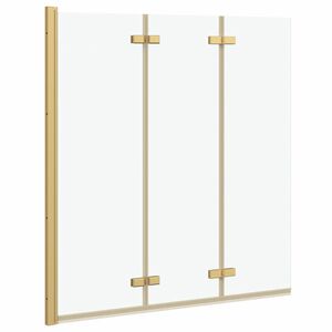 vidaXL Mampara de Ducha Plegable Dorado 130 x 138 cm