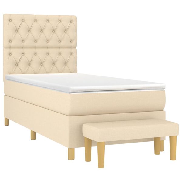 vidaXL Cama box spring con colch&oacute;n tela color crema 80x200 cm
