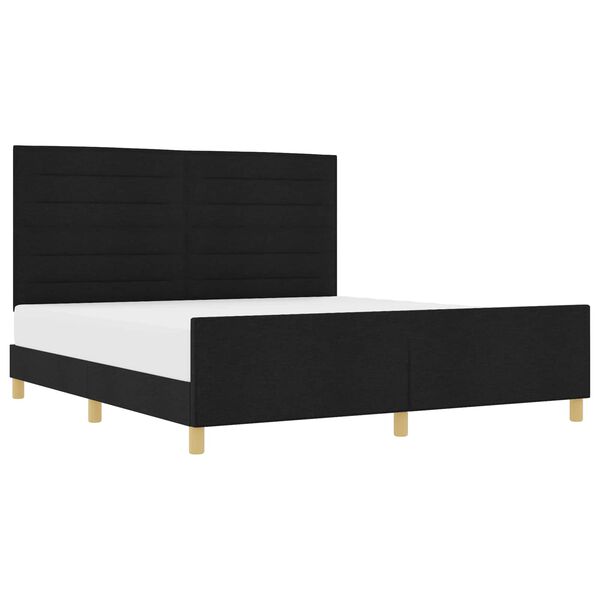 vidaXL Estructura de cama con cabecera Negro 180 x 200 cm tela