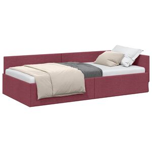 vidaXL Estructura de cama en esquina Rojo vino 100 cm x 200 cm tela