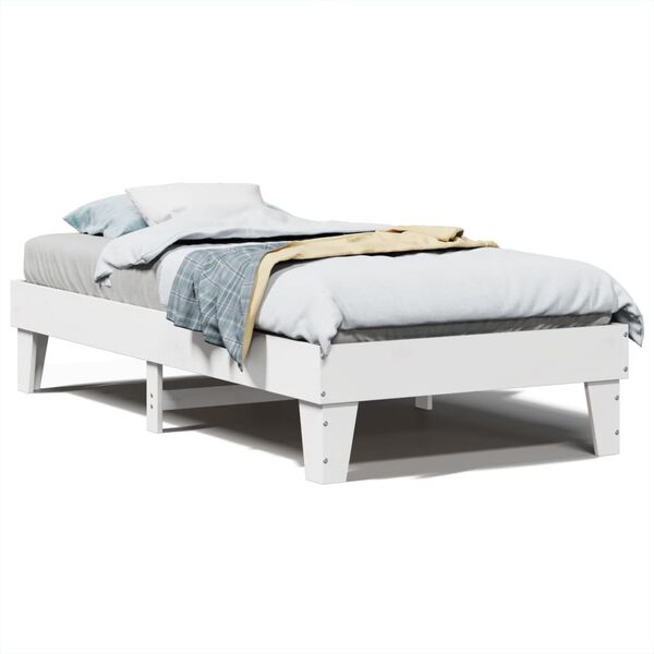 vidaXL Estructura de cama sin colch&oacute;n madera maciza blanca 90x190 cm