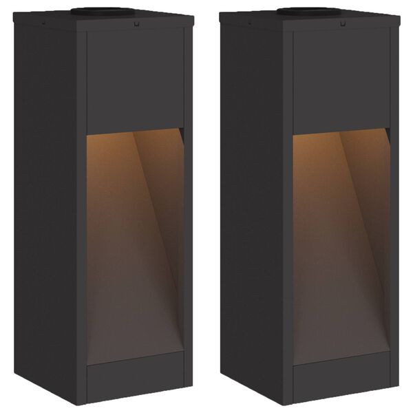vidaXL Luz de Sendero LED Solar 2 pcs Negro Acero laminado en fr&iacute;o