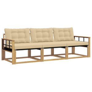 vidaXL Conjunto de sof&aacute;s de exterior con coj&iacute;n 3 pcs y Beige