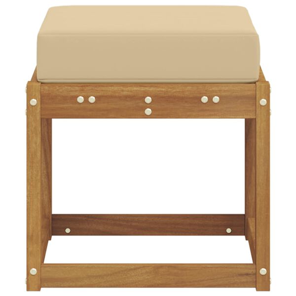vidaXL Banco de taburete exterior con coj&iacute;n Natural 43 x 43 x 37 cm