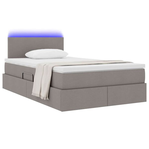 vidaXL Cama con almacenamiento y LED con LED Taup&eacute; 120 x 200 cm tela