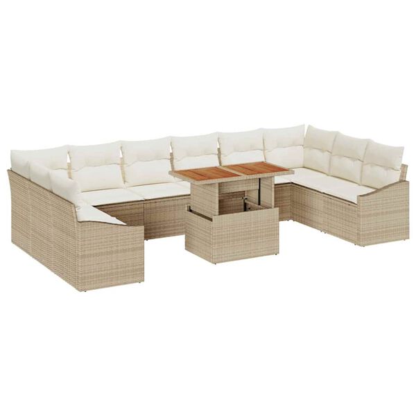 vidaXL Conjunto de sofá de jardín 11 pcs Beige Poliratán