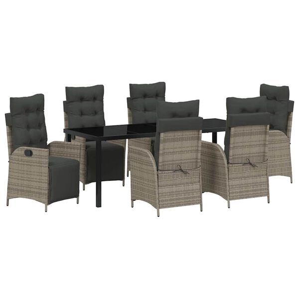 vidaXL Conjunto de Comedor de Jard&iacute;n 7 pcs Gris rat&aacute;n sint&eacute;tico