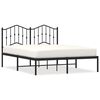 vidaXL Estructura cama sin colch&oacute;n con cabecero metal negro 135x190 cm