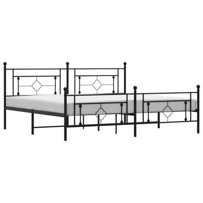 vidaXL Estructura de cama cabecero y pie de cama metal negro 200x200cm