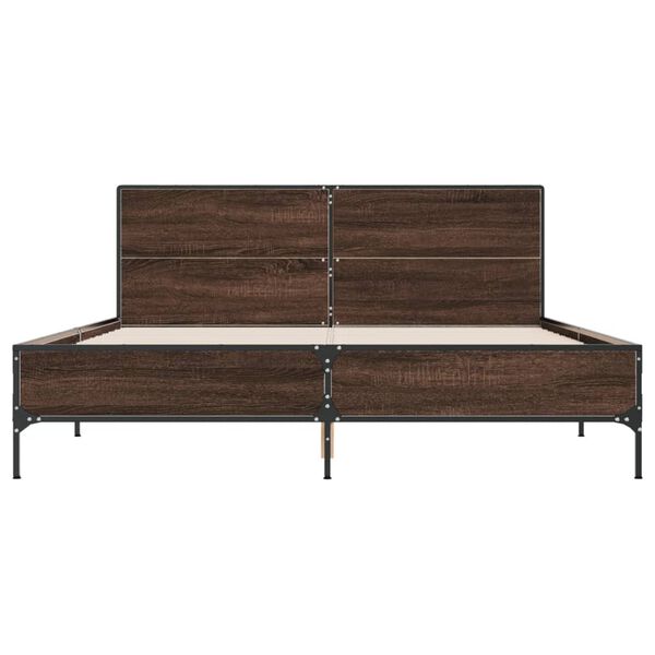 vidaXL Estructura cama madera ingenier&iacute;a metal marr&oacute;n roble 150x200 cm