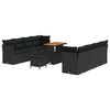vidaXL Conjunto de sof&aacute;s de jard&iacute;n 11 uds. Negro rat&aacute;n sint&eacute;tico