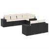 vidaXL Set de comedor de jard&iacute;n 7 pzas y cojines rat&aacute;n sint&eacute;tico negro