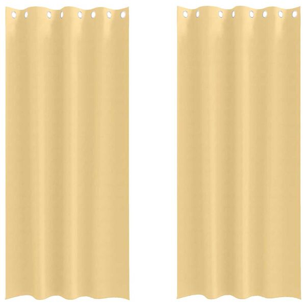 vidaXL Cortinas Opacas con Anillas 2 pcs Beige 260 x 140 cm Poli&eacute;ster