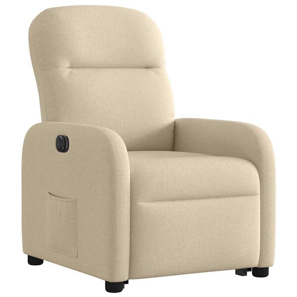 vidaXL Sill&oacute;n el&eacute;ctrico reclinable elevable de tela color crema