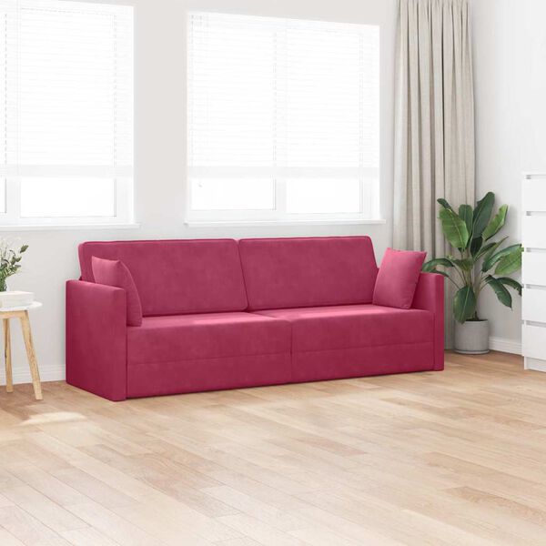 vidaXL Sof&aacute;-cama de piso 200cm Rojo vino Terciopelo