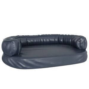 vidaXL Cama para perros de espuma cuero sint&eacute;tico azul oscuro 88x65 cm