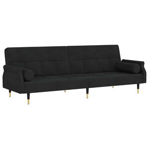 vidaXL Sof&aacute; cama con cojines terciopelo negro