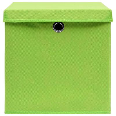 vidaXL Cajas de almacenaje con tapas 10 uds tela verde 32x32x32 cm