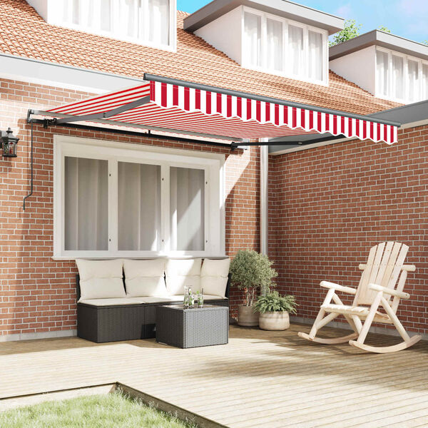 vidaXL Toldo Retr&aacute;ctil Manual Rojo y 350 x 250 cm Poli&eacute;ster y Acero