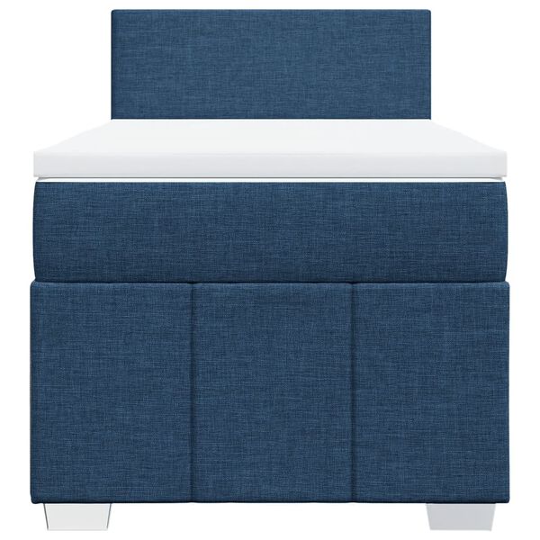vidaXL Cama box spring con colch&oacute;n tela azul 100x200 cm
